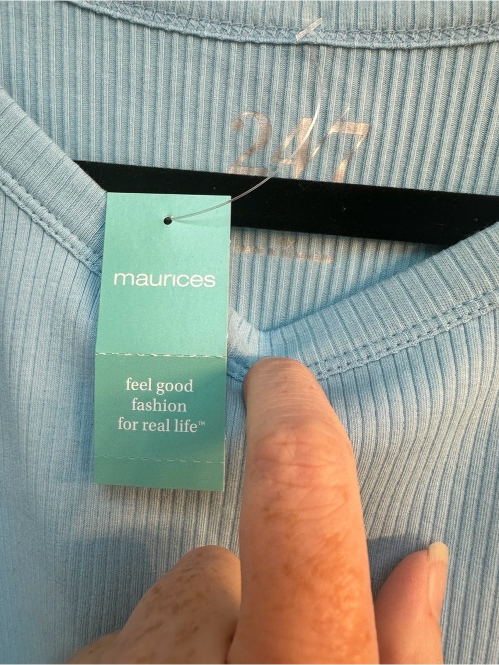 Maurices Light Blue Ribbed Tank Top - Picture 2 of 2